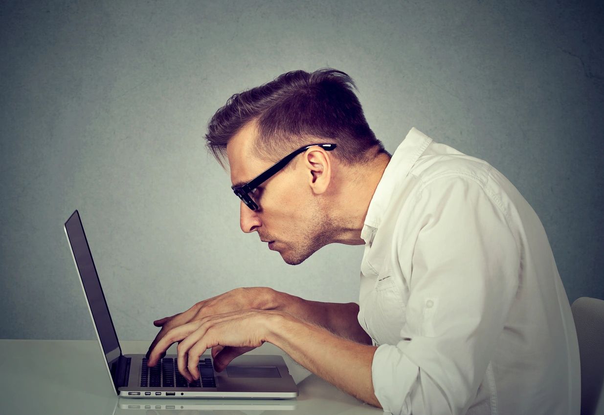 Neck pain and shoulder pain due to poor posture with sitting at desk